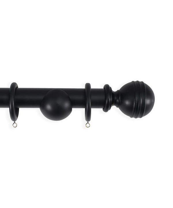 Laura Ashley 35mm Ribbed Ball Curtain Pole - Black