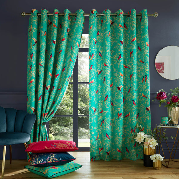 Sara Miller Green Birds Eyelet Curtain