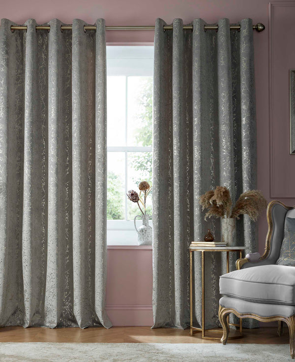 Clarissa Hulse Gypsophila Silver Readymade Curtains