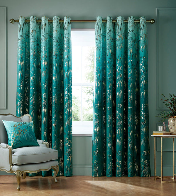 Clarissa Hulse Meadow Grass Teal Readymade Curtains