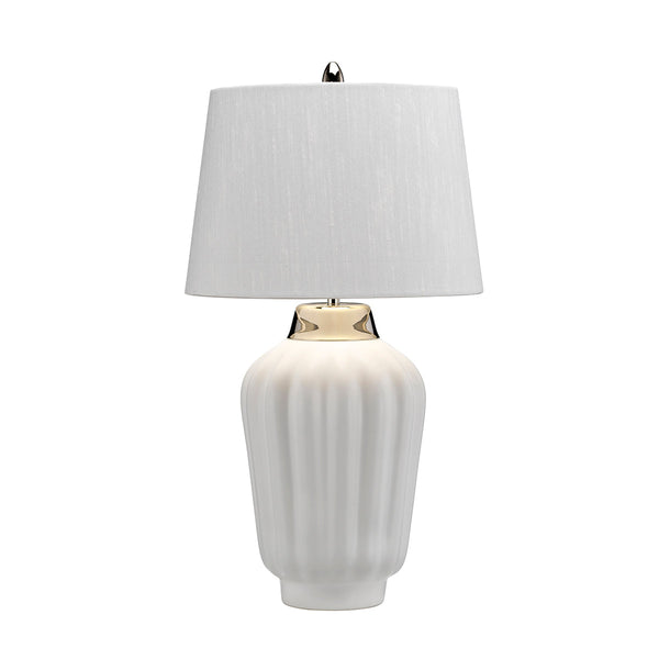 Bexley 1 Light Table Lamp - White & Polished Nickel - Quintiesse Lighting