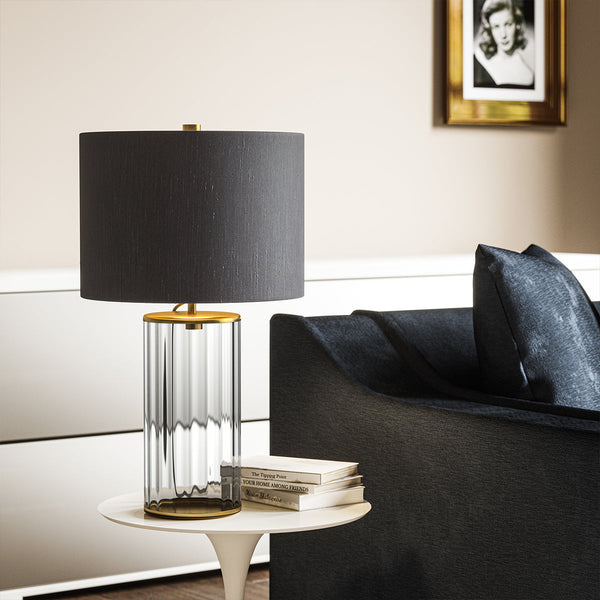 Reno Table Lamp - Smoke - Aged Brass - Quintiesse Lighting